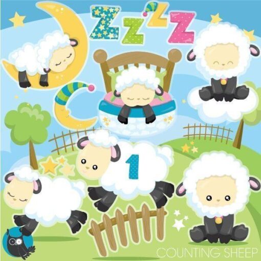 Counting sheep clipart