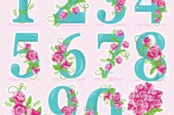 Floral numbers clipart