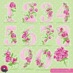 Floral numbers clipart
