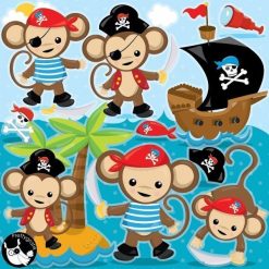 Pirate monkey clipart
