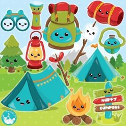Kawaii camping clipart