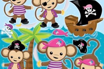 Pirate monkey clipart