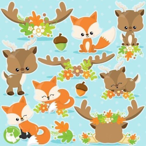 Fox and deer clipart