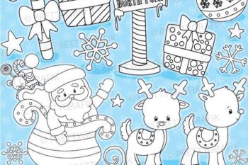 Santa's sleigh stamps