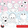 Valentine snowman stamps