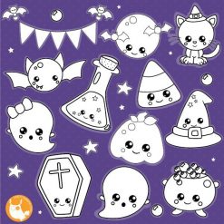 Halloween kawaii stamps