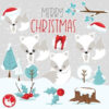 Christmas foxes clipart