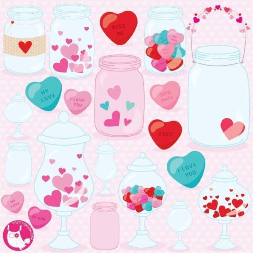 Valentine jars clipart