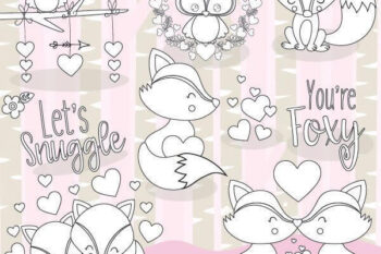 Fox valentine stamps