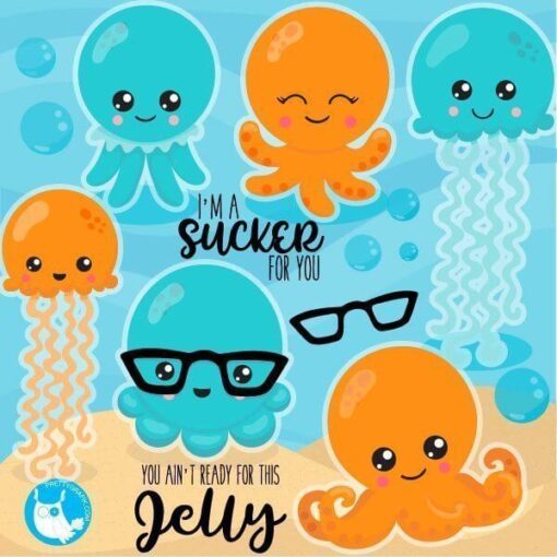 Hipster octopus clipart