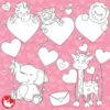 Valentine animals stamps