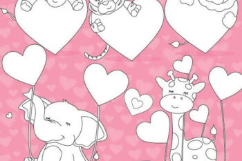 Valentine animals stamps