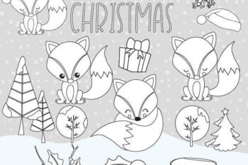 Christmas fox stamps