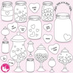 Valentine jars stamps