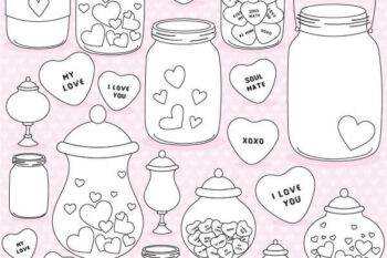 Valentine jars stamps