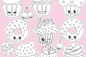 Valentine cupcakes stamps