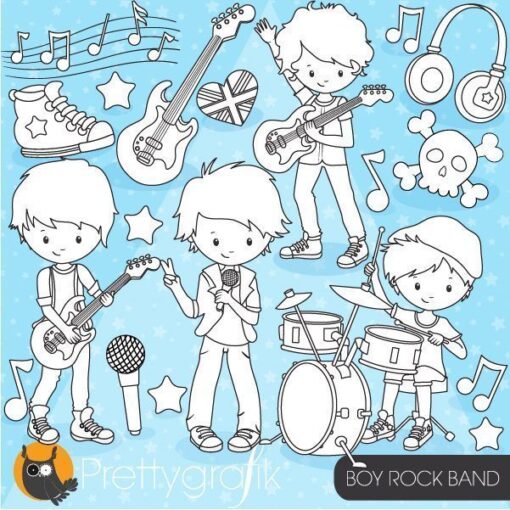 Boy rock band stamps