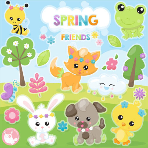spring friends clipart