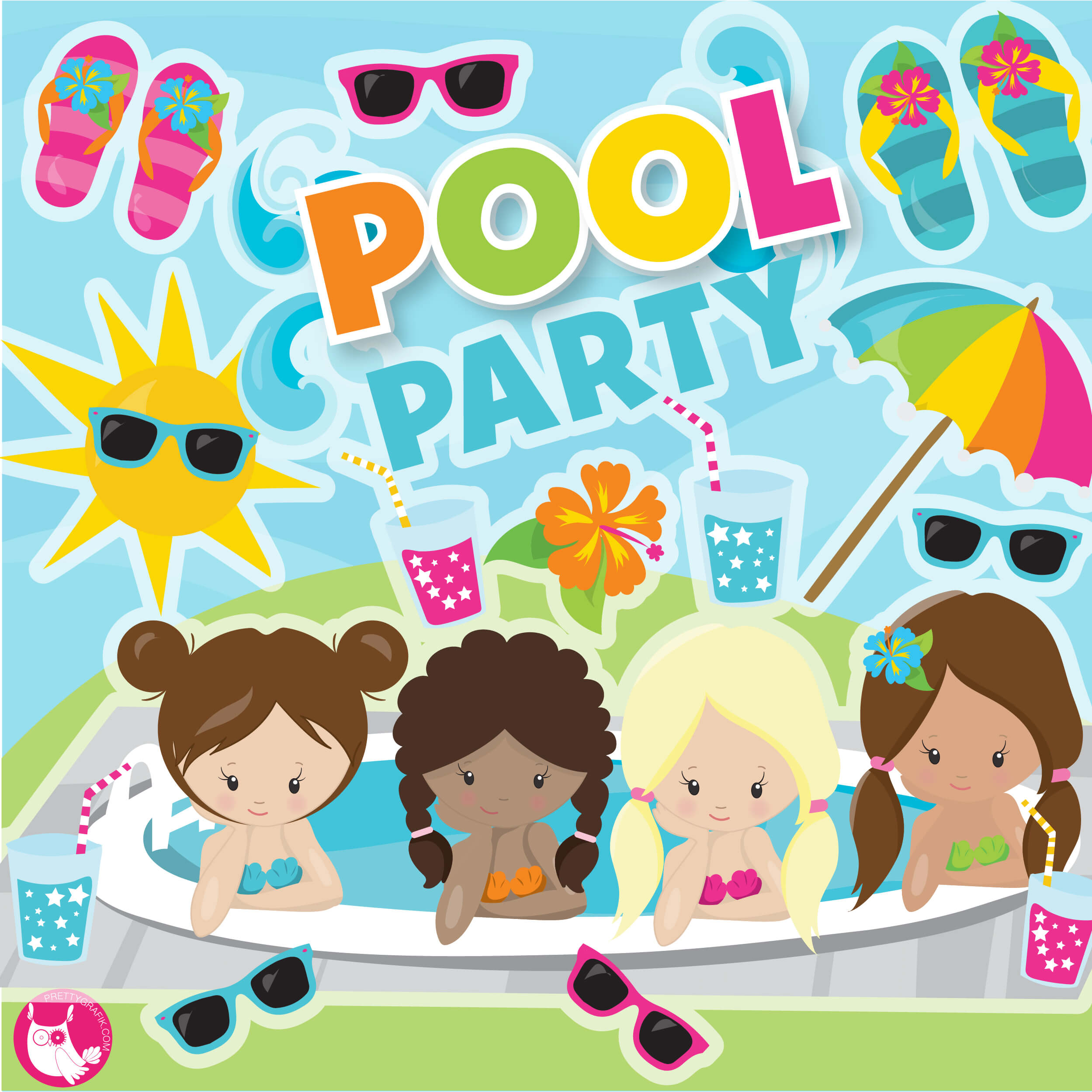 Girl Pool Party Clipart Pool Party Clipart Summer Clipart 15012 Images And Photos Finder