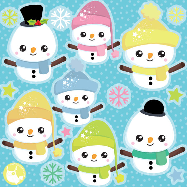 Christmas Snowman Clipart Prettygrafik Store