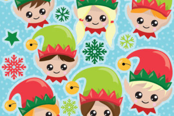 Christmas Elf Heads Clipart