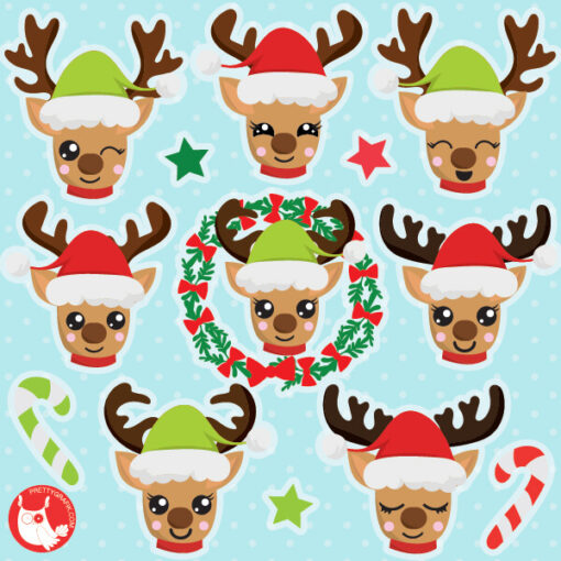 Christmas Reindeer Heads Clipart