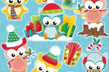 Christmas Owls Clipart