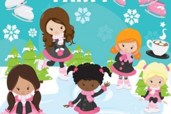 Ice Skating Party clipart graphic