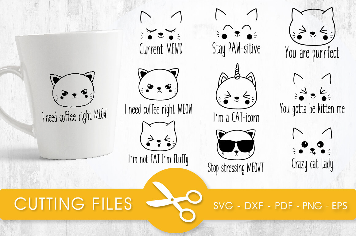Svg Cut File Cat funny bundle SVG, PNG, EPS, DXF - Prettygrafik Store
