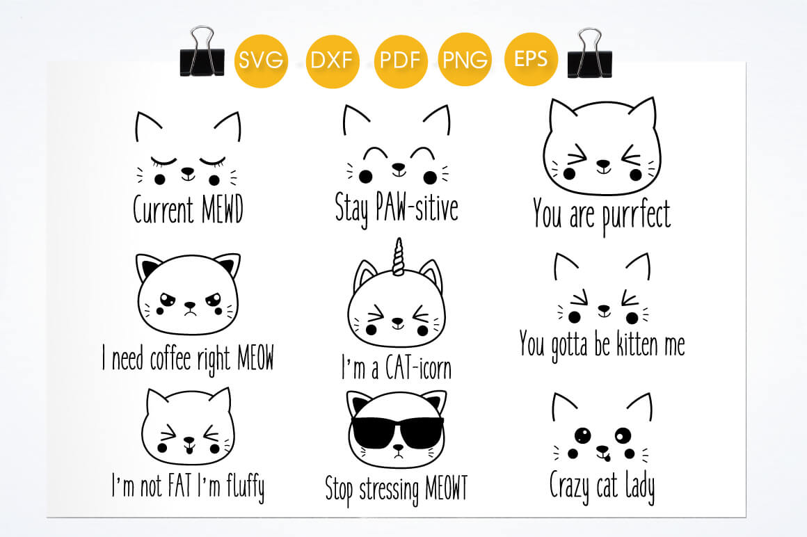 Svg Cut File Cat Funny Bundle Svg Png Eps Dxf Prettygrafik Store